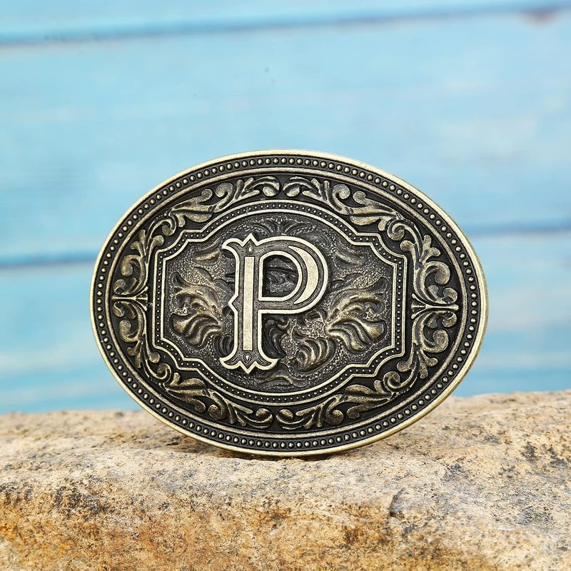 Fibbadet Store Belt Buckles Men Initial Letters A-Z Western Rodeo Cowboy Cowgirl Belt Buckle for Men Boys Halloween Birthday Party - Image 3